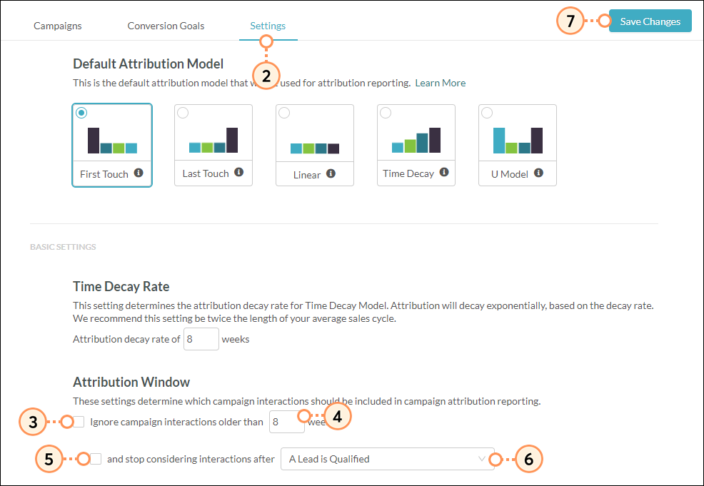 Select attribution window settings