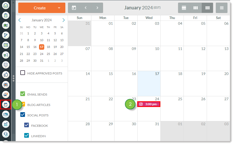 Select post from content calendar