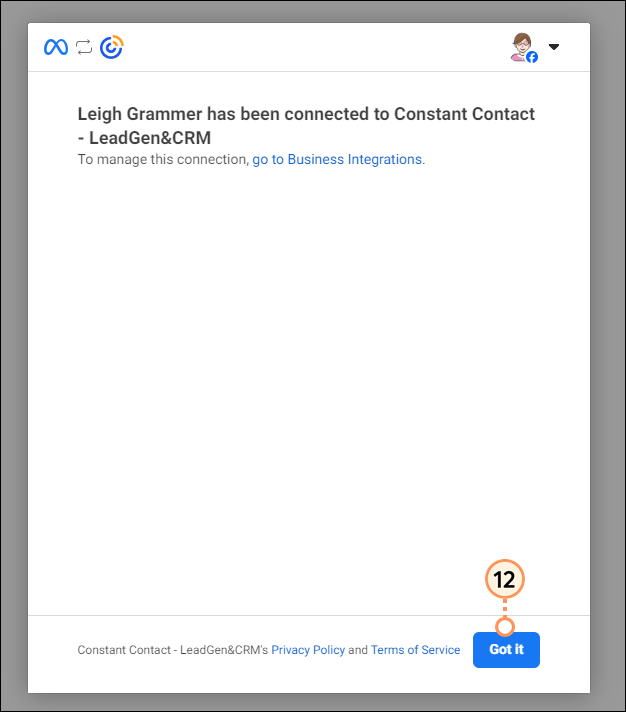 Instagram Connected Confirmation