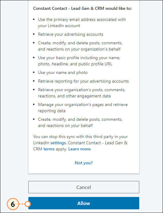 Allow LinkedIn Connection