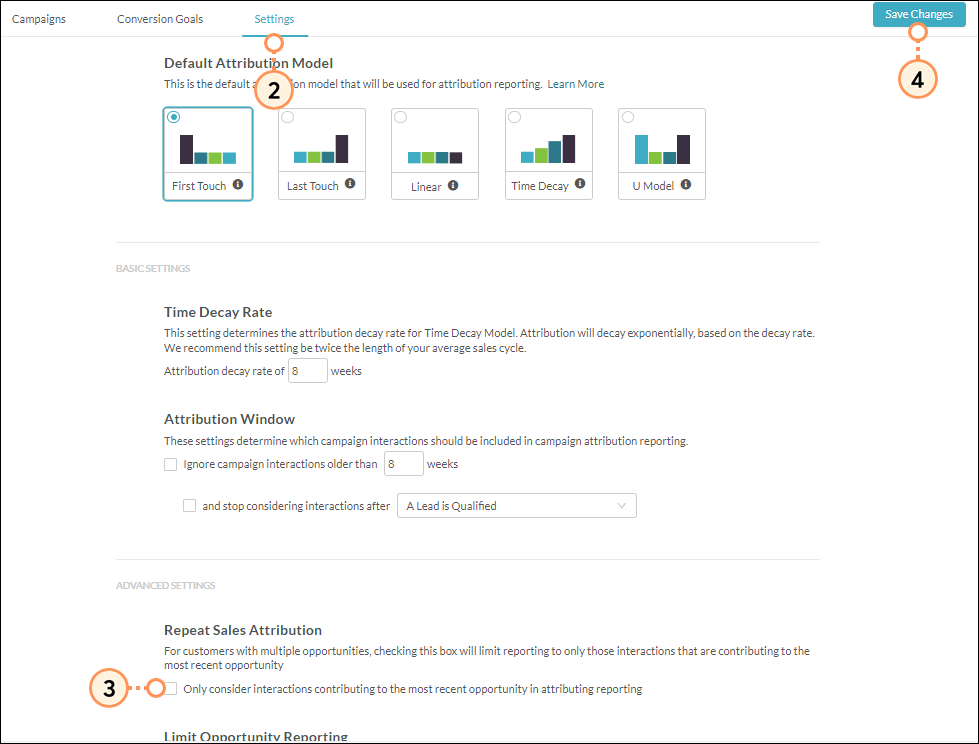 Repeat Sales Attribution Setting
