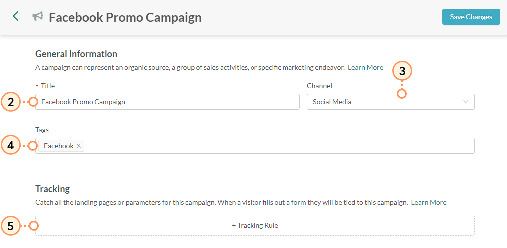 Fill out fields for social media campaign