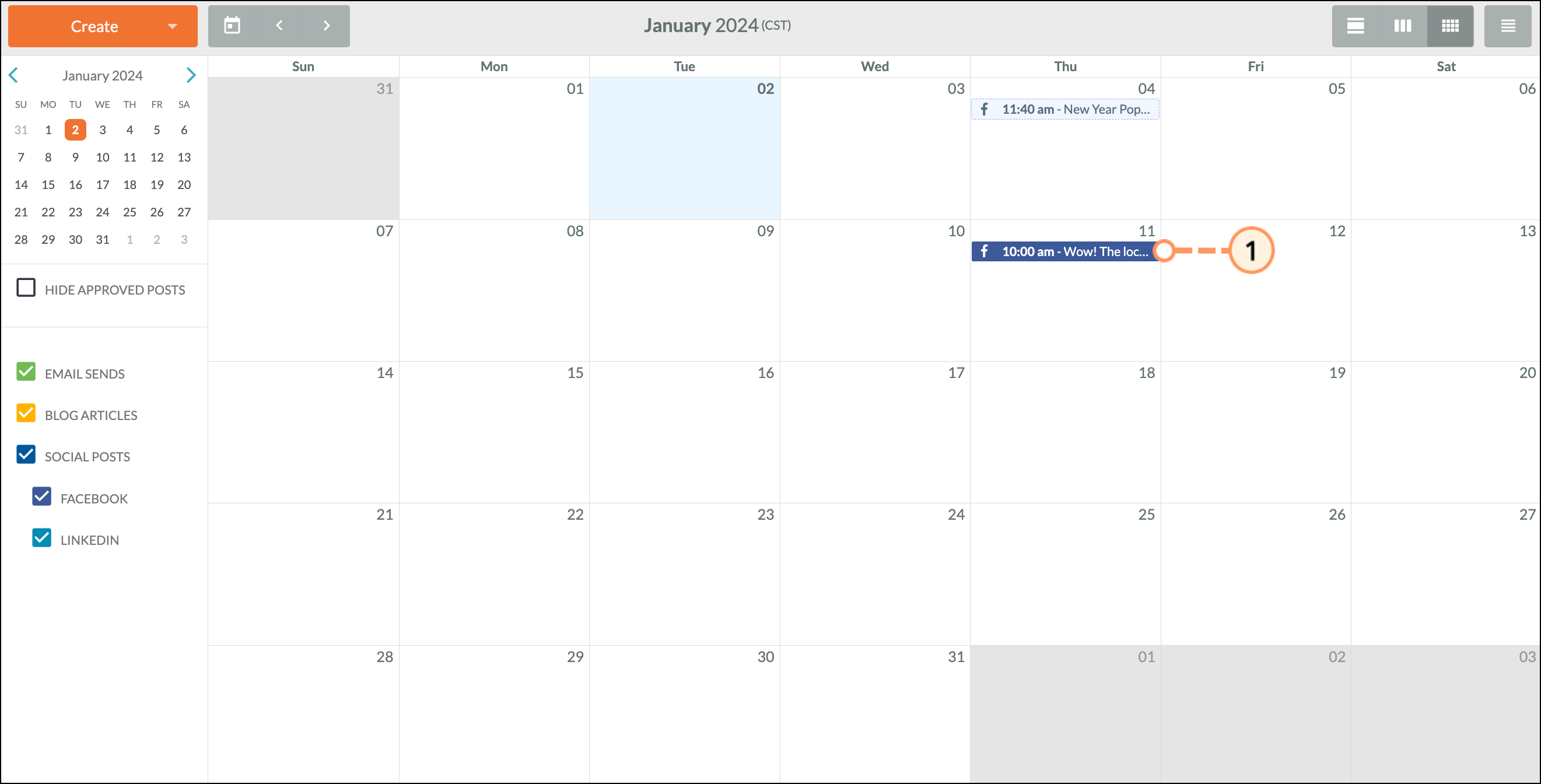 Click on the Post on the Calendar