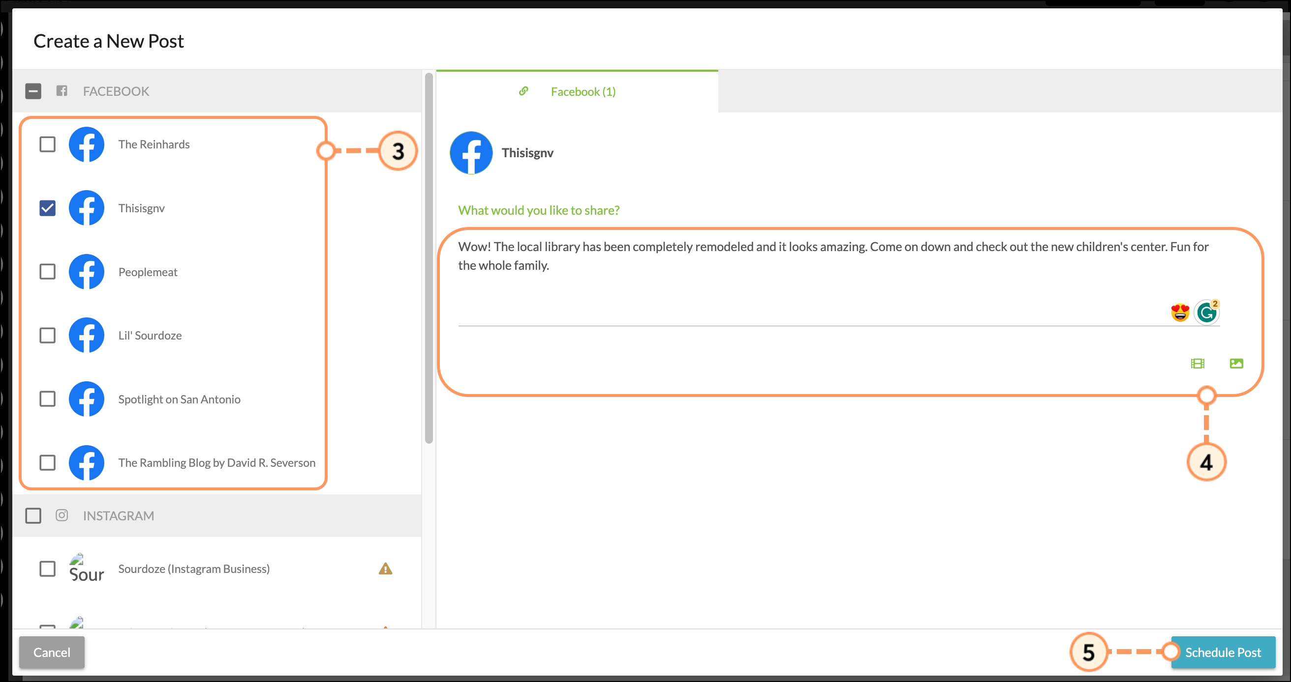 Make any necessary edits and click Schedule Post
