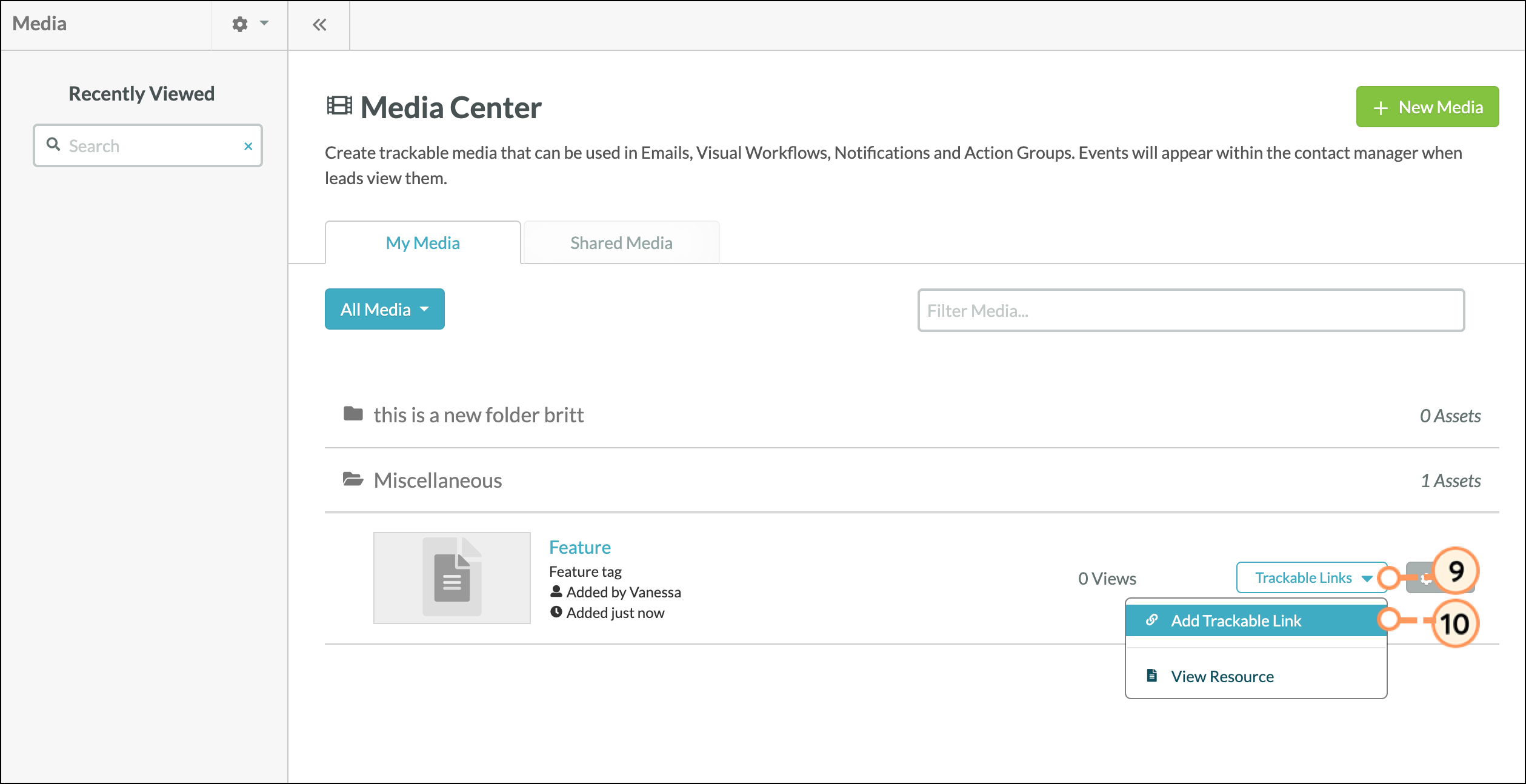 Add a trackable link to your media