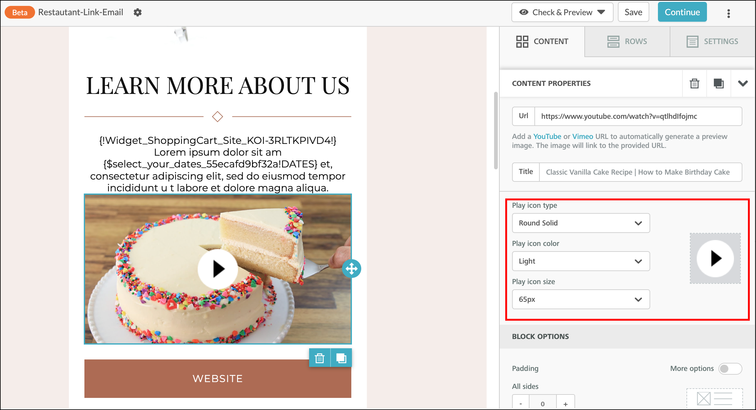 Modify the style of the play button