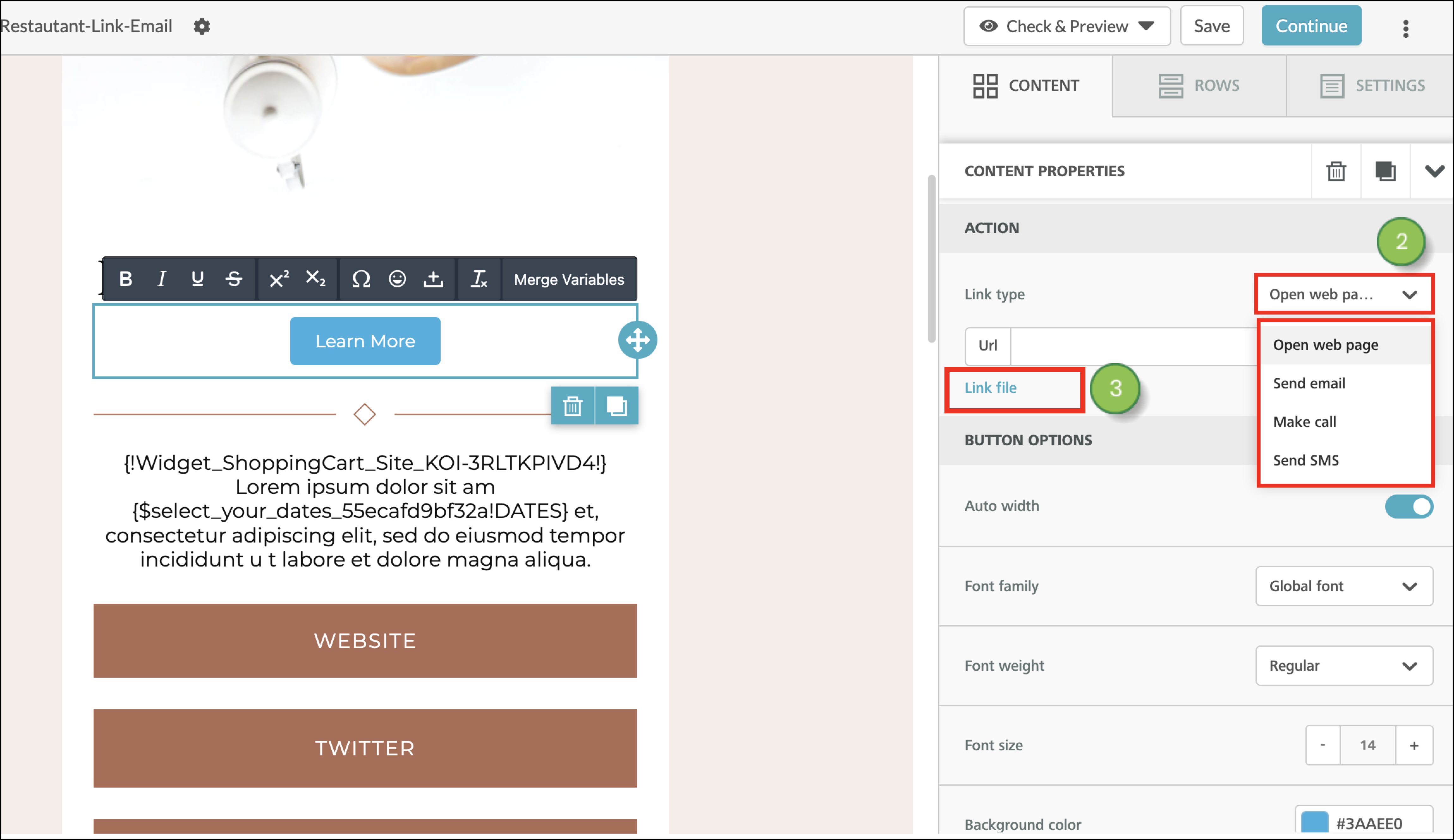 Select Button Action
