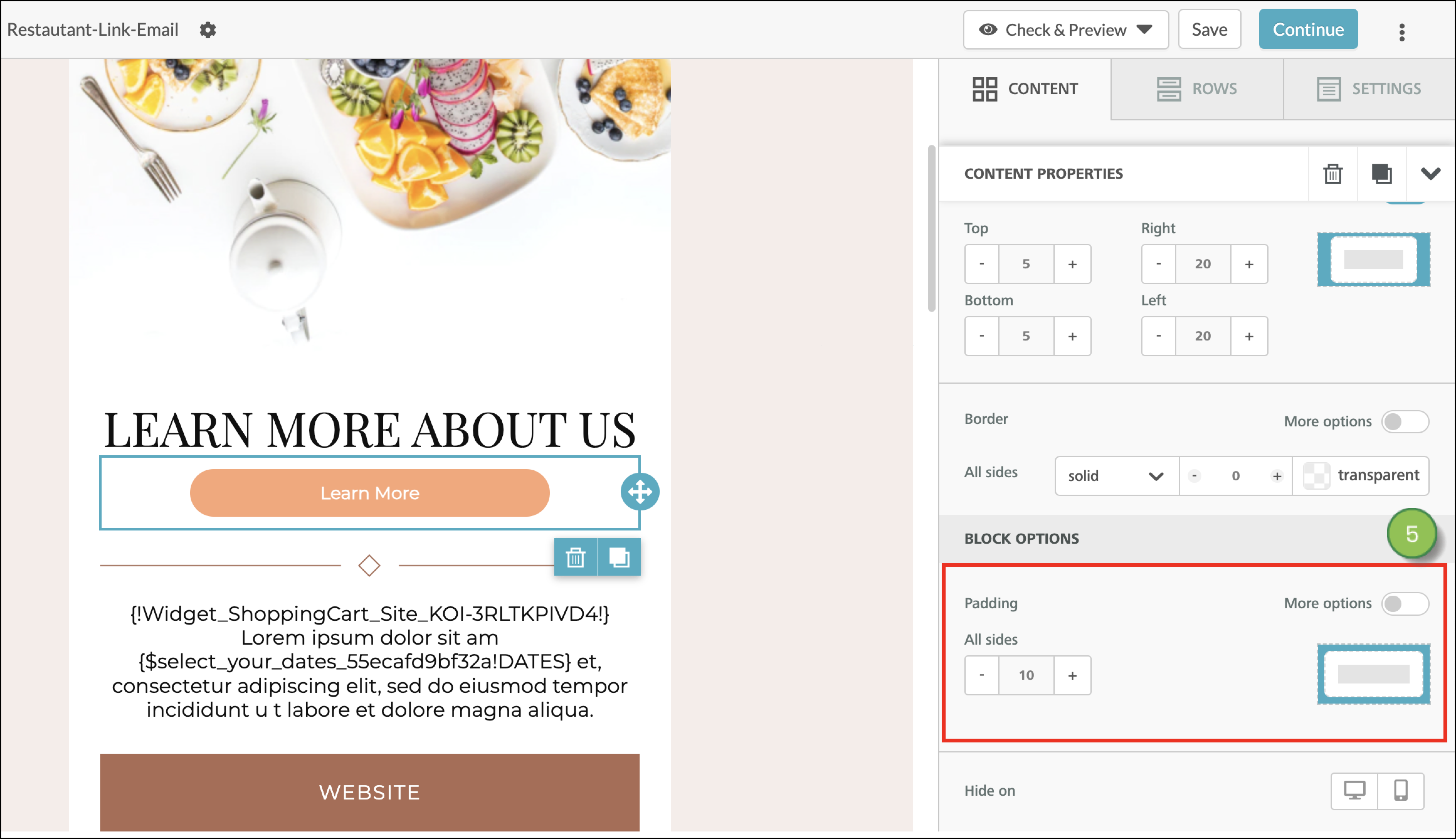 Modify the space around the button block