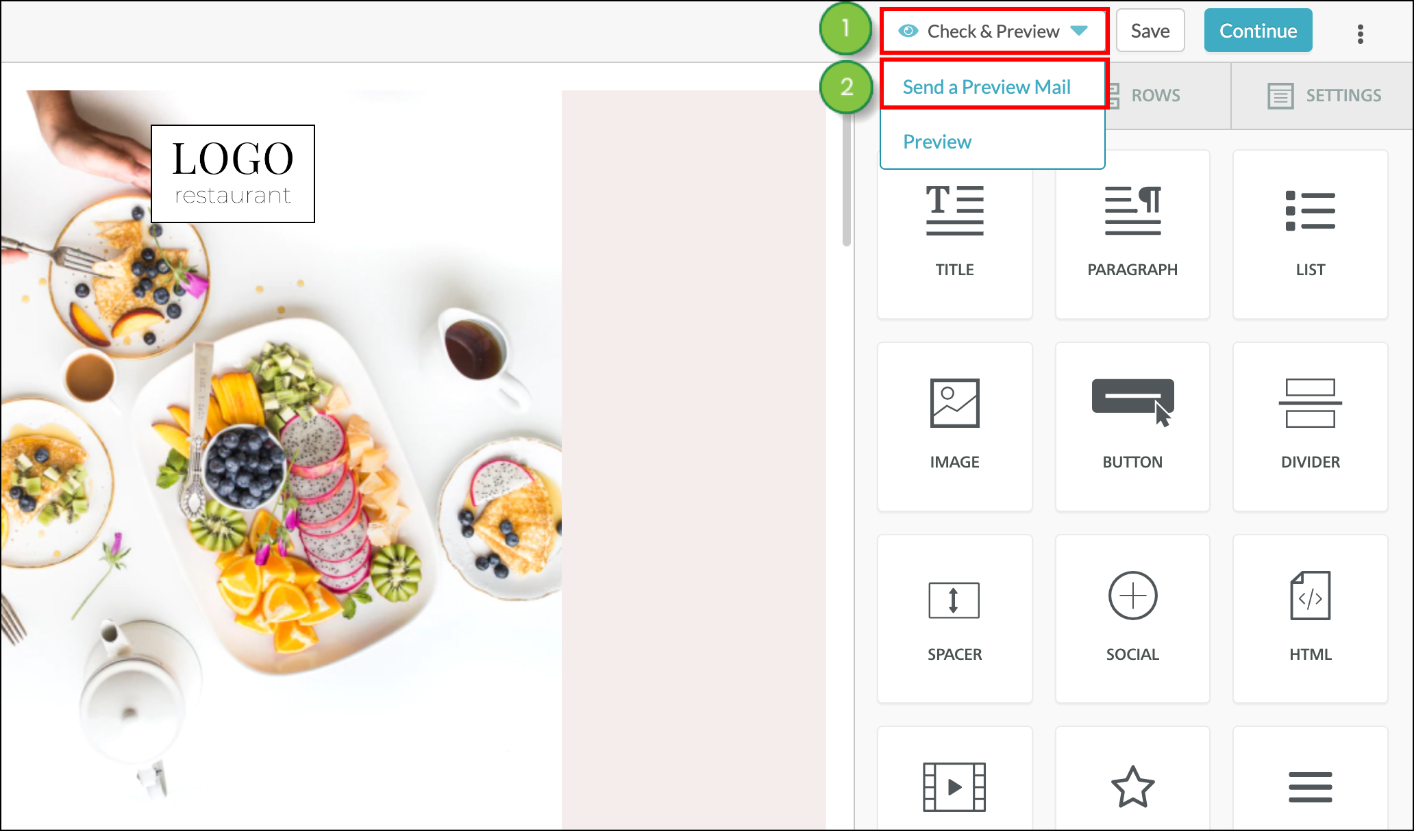 Click the Check & Preview dropdown option