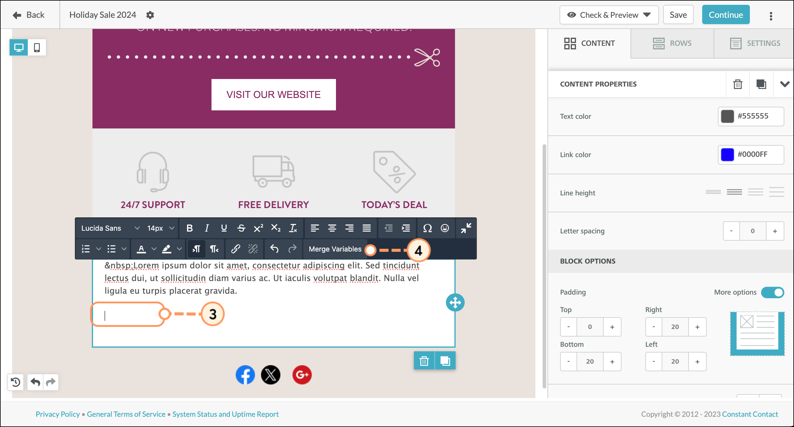 Click Merge Variables button