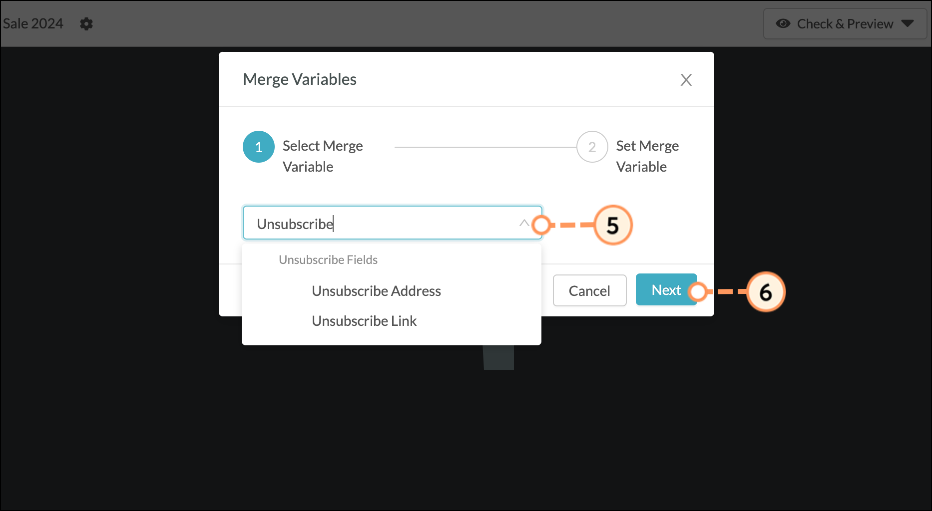 Click Unsubscribe in the dropdown menu