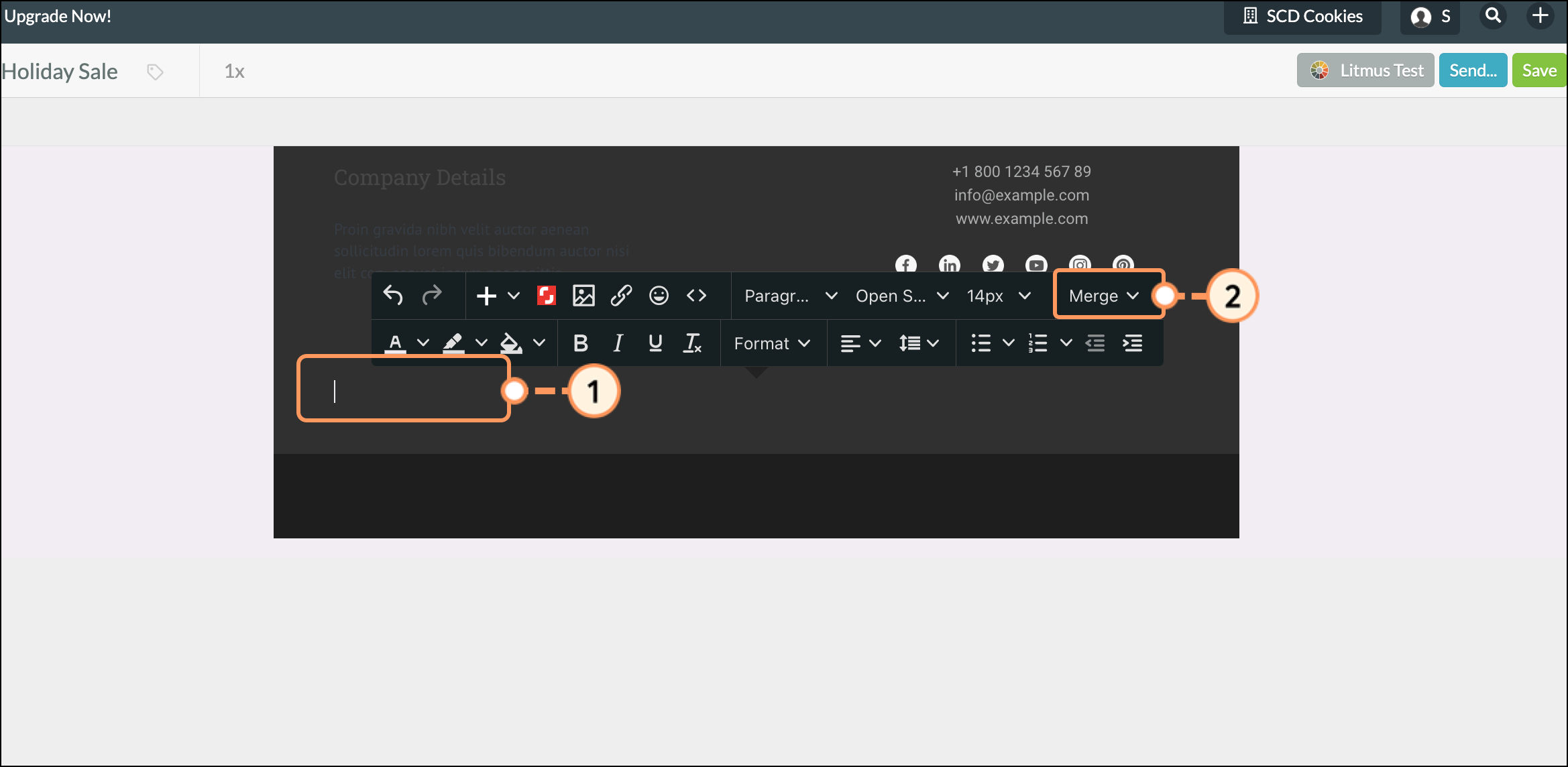 Click the Merge dropdown