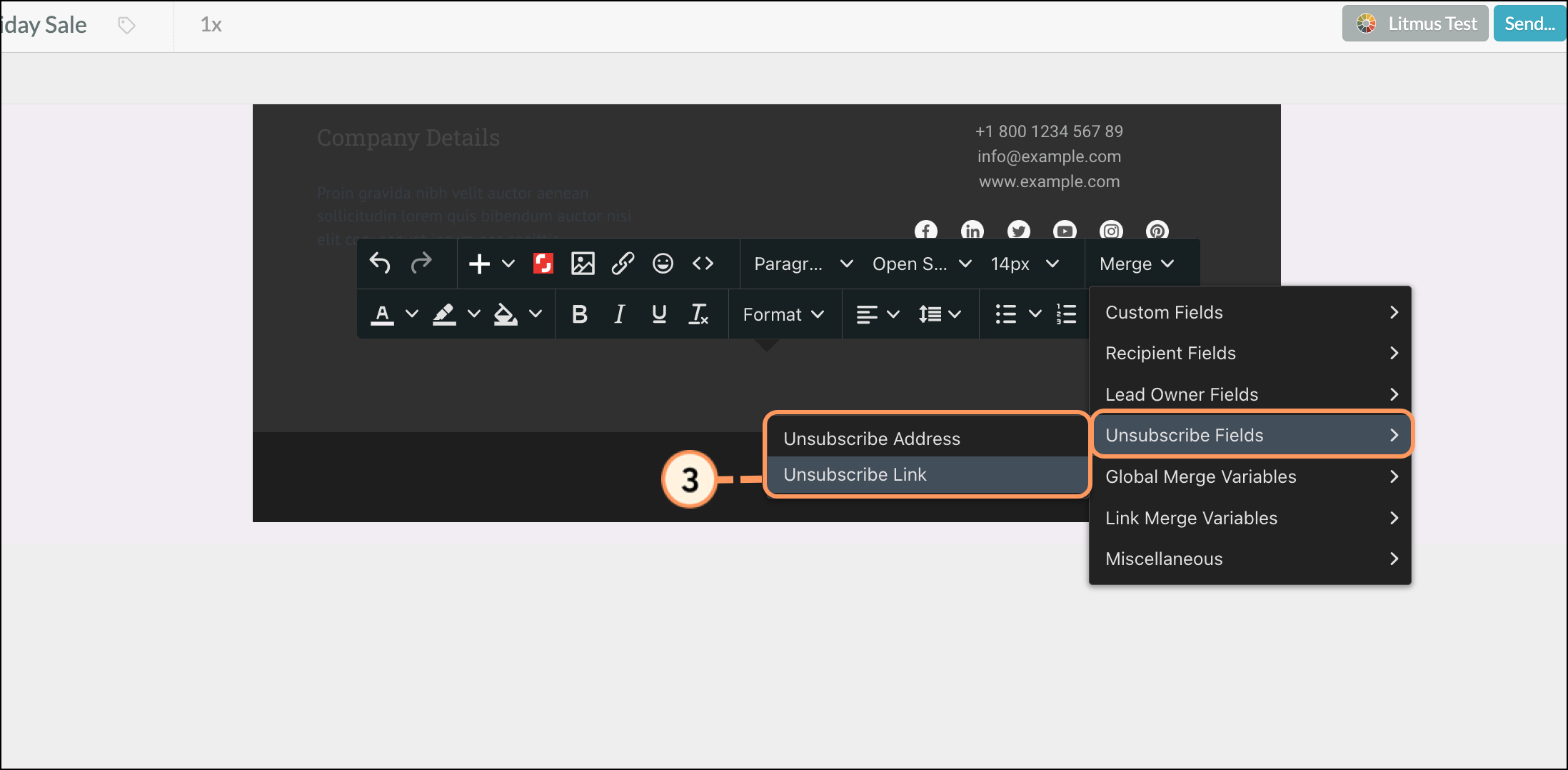 Select the Merge Variable Unsubscribe