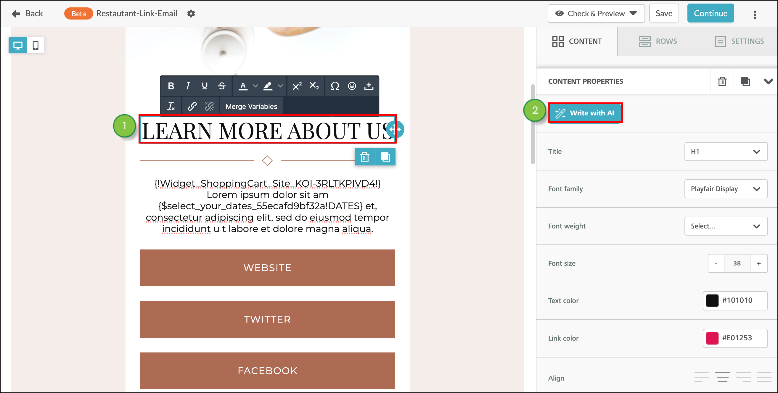 Click the Write with AI button