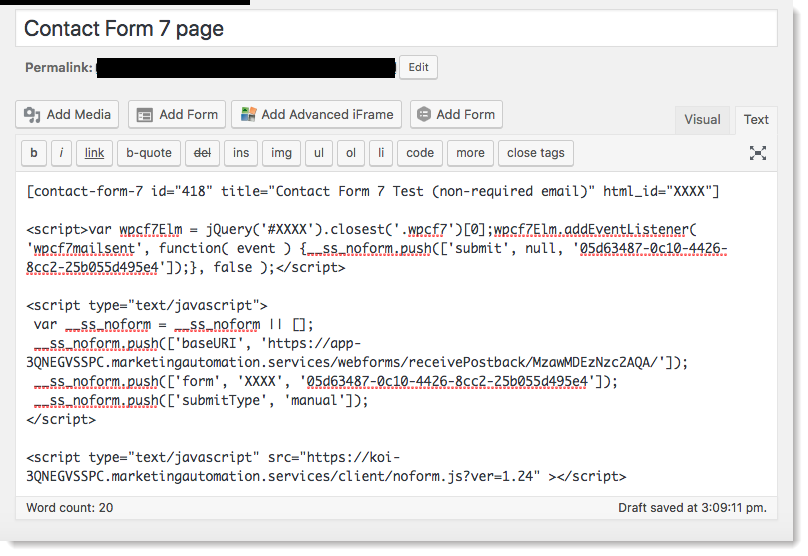 Edit Embed Code in WordPress example