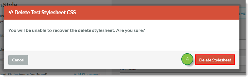 Delete stylesheet confirmation