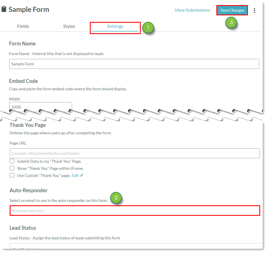 Set Form AutoResponder Email