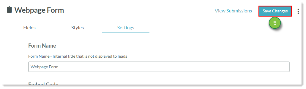 Save Changes to Form