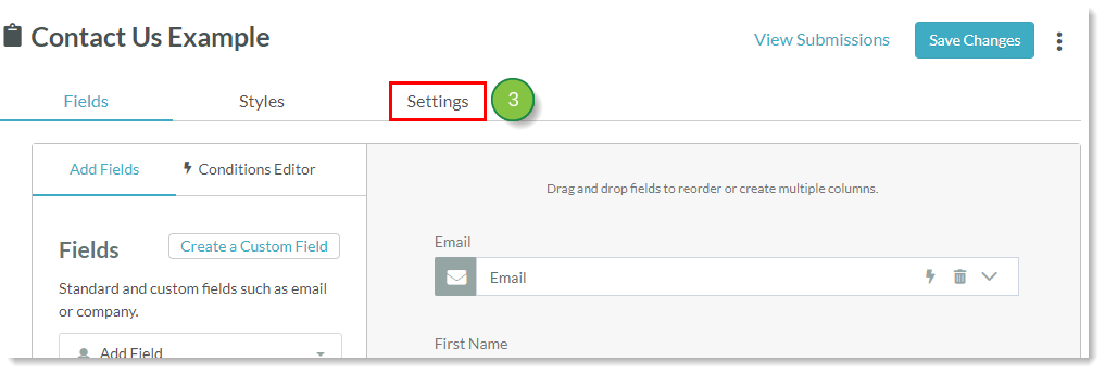 Form Settings Tab
