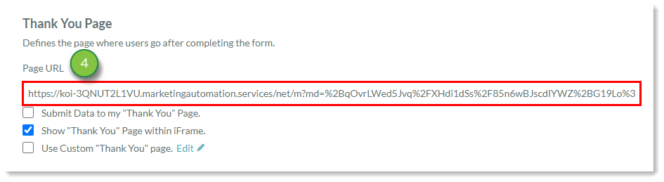 Form Thank You Page Settings