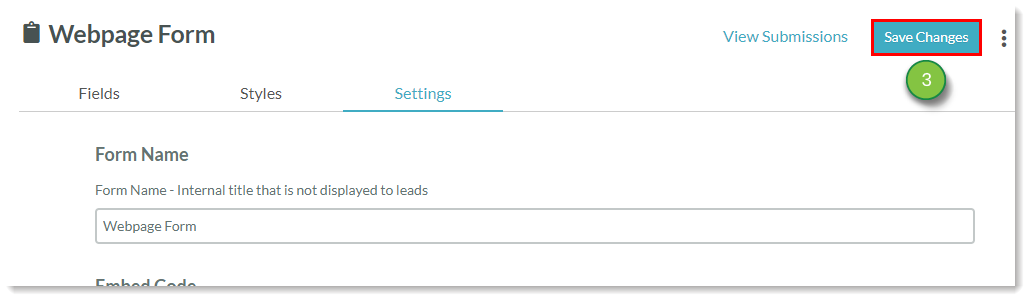 Save Changes to Form