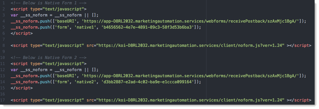 Multiple codes and multiple embedded forms