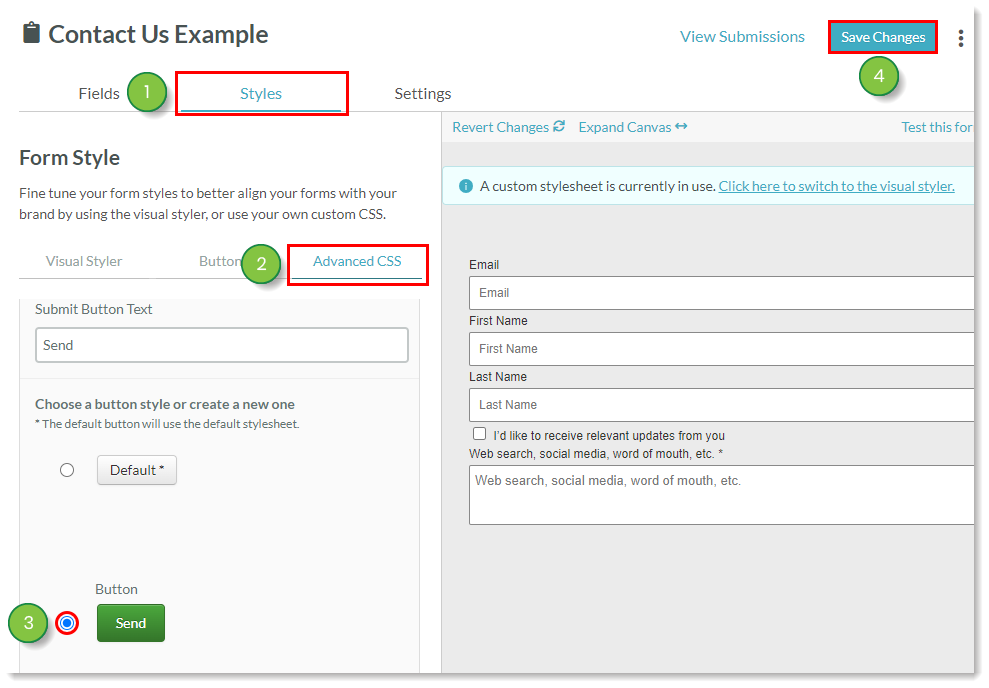 Select a button to use in your form