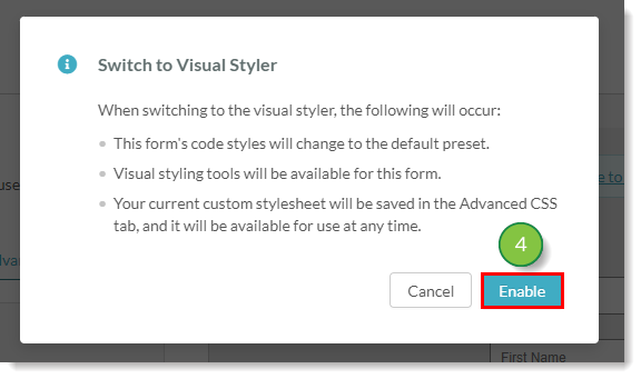 Enable the visual styler