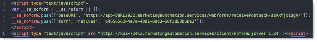 example form code
