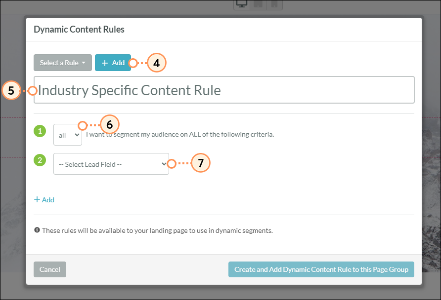 Enter name for your new dynamic content rule