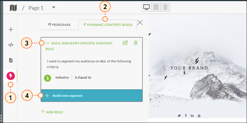 Add new segment to dynamic content rule