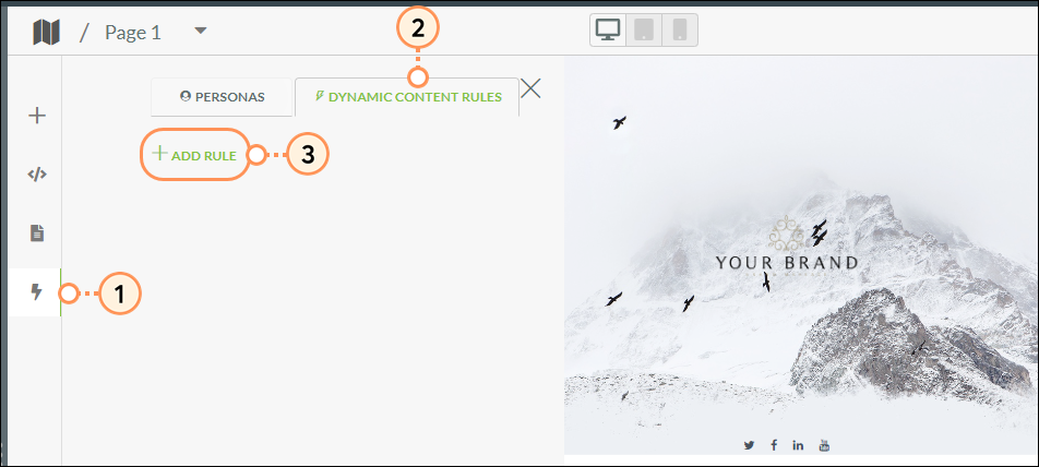 Add a new dynamic content rule to your landing page