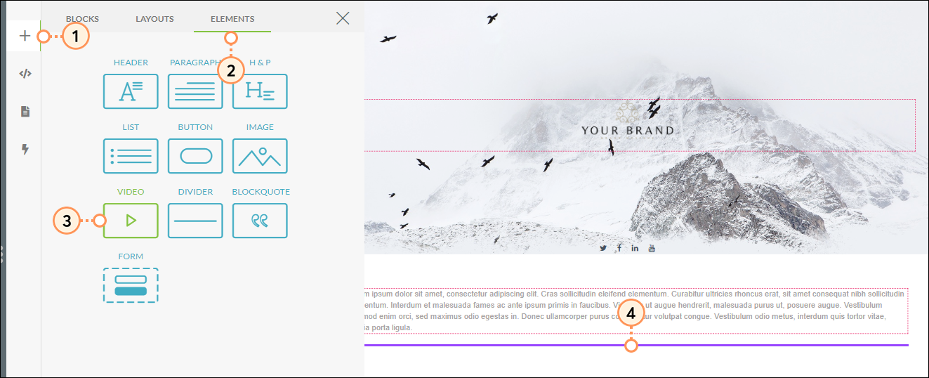 Insert a video element into your landing page