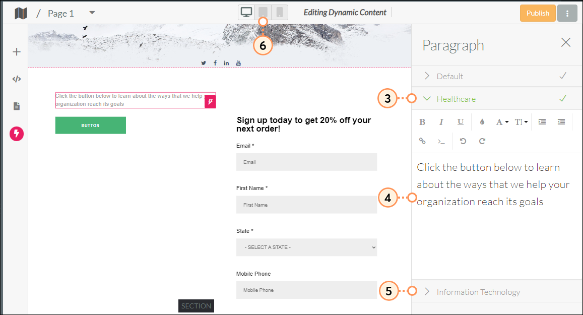 Enter in segment specific content