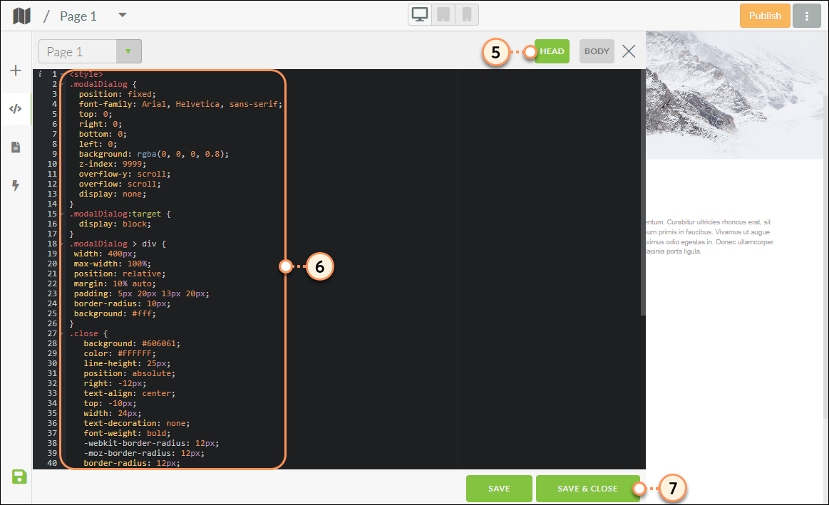 Add code for popup form to the header