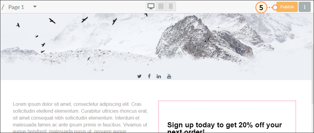 Publish landing page