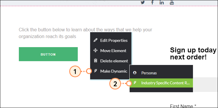 Click on element and make dynamic