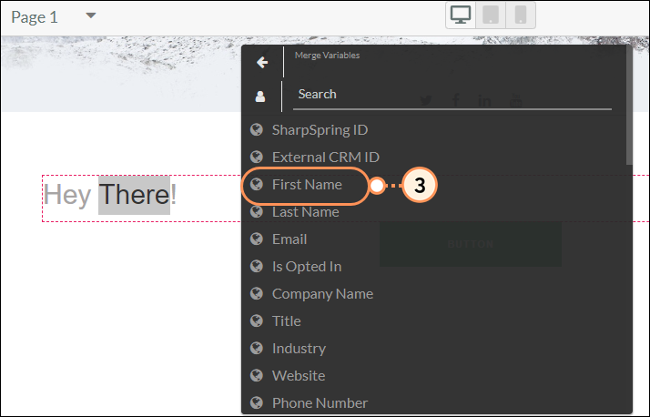 Choose a merge variable to insert