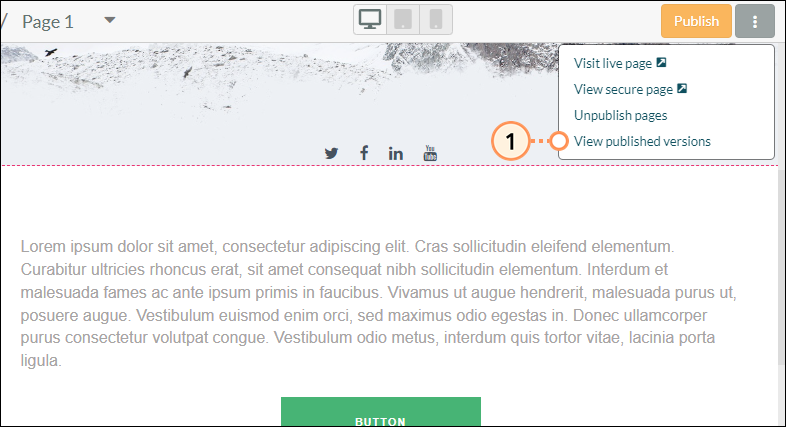 View all published versions of your landing page