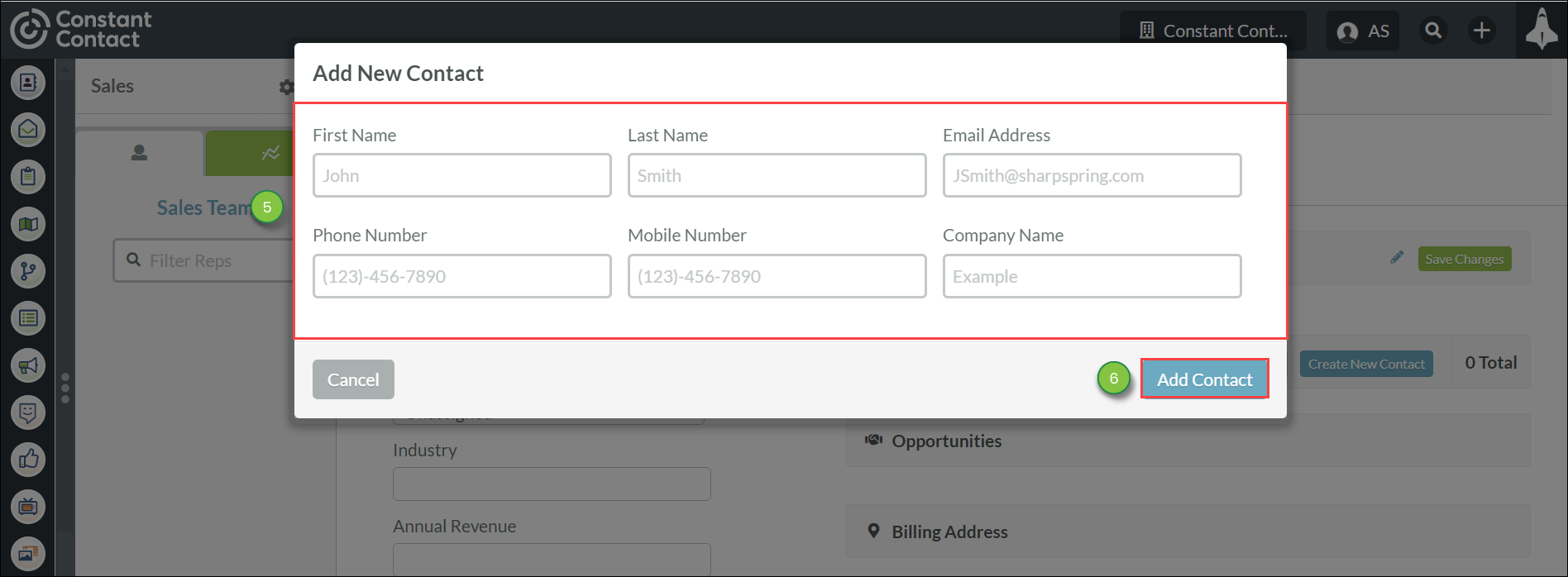 Setting Contacts to Accounts