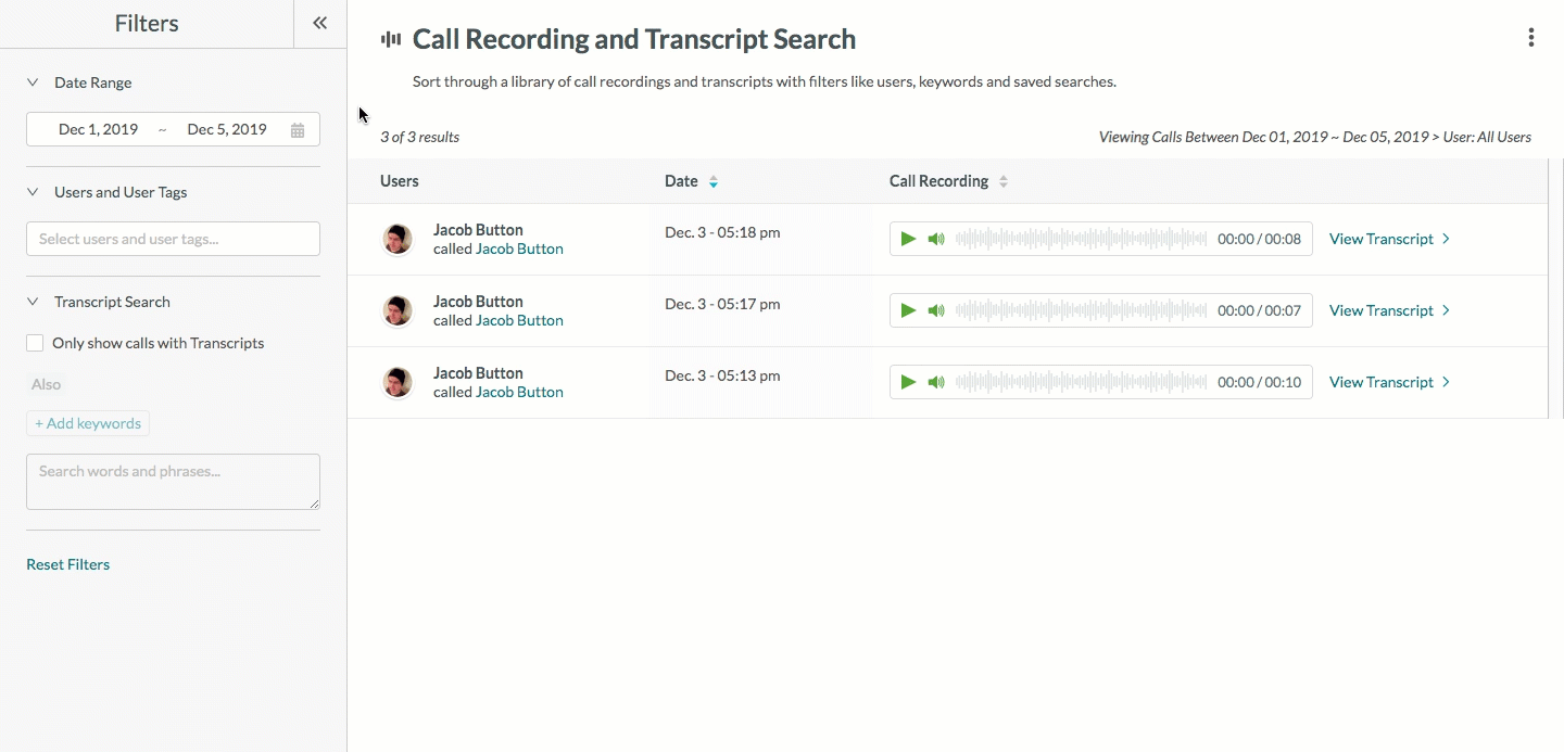 Filtering Call Records