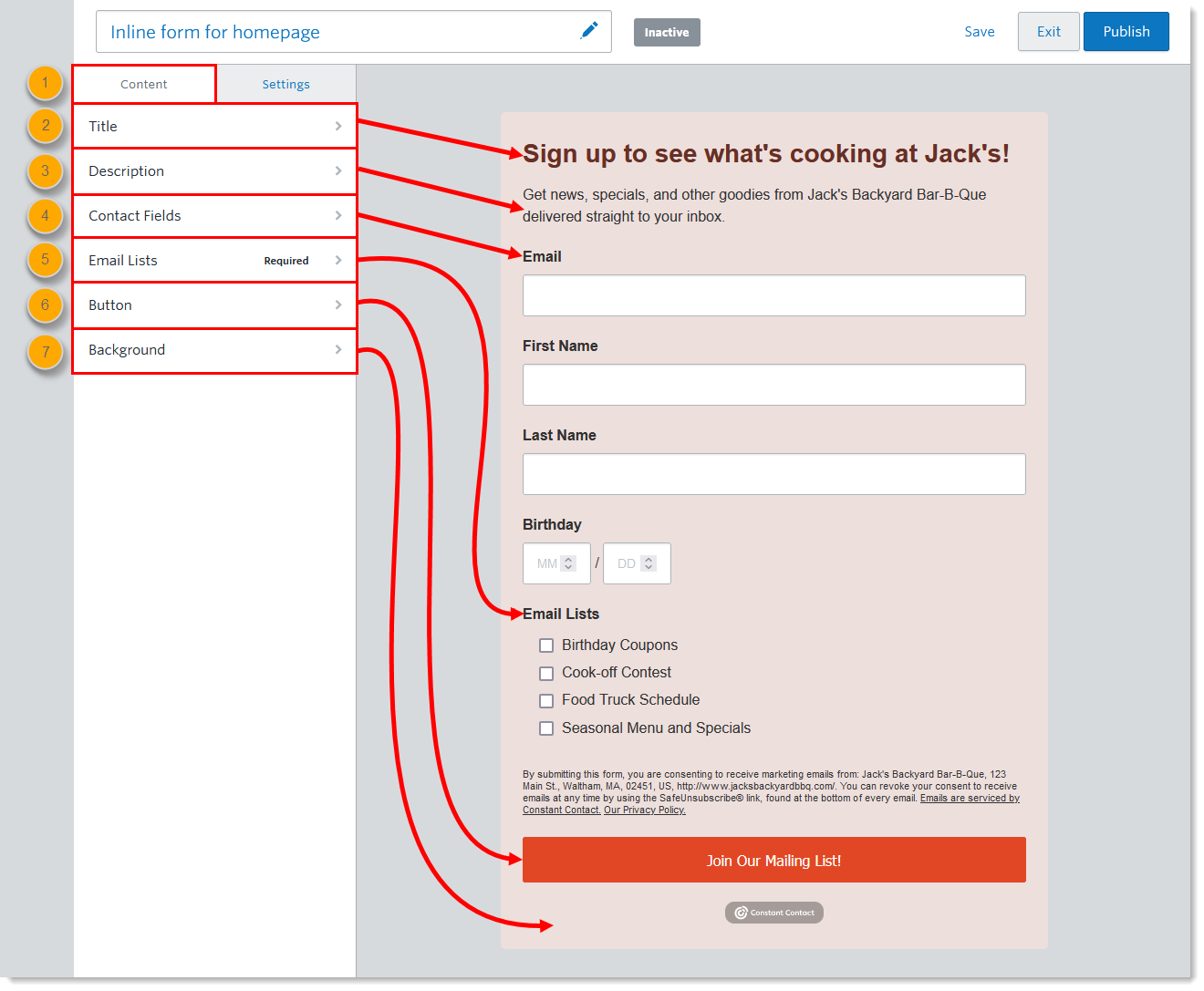 Form content. Sign up form. Sign in sign up menu.