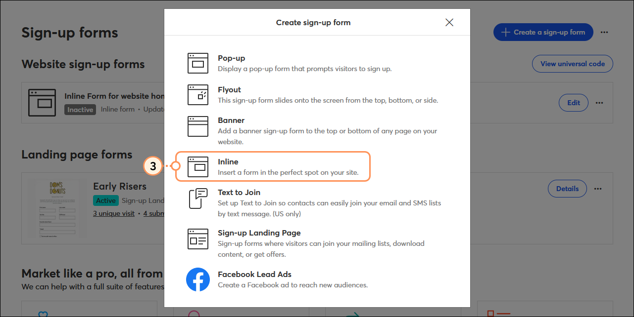 Create sign-up form overlay and Inline option