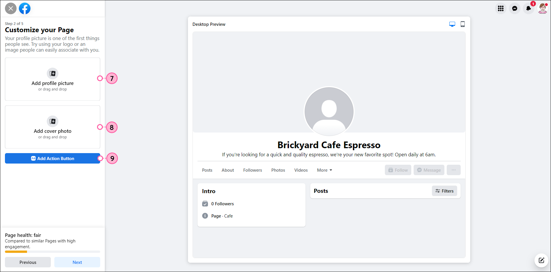 Upload a Profile and Cover Photo