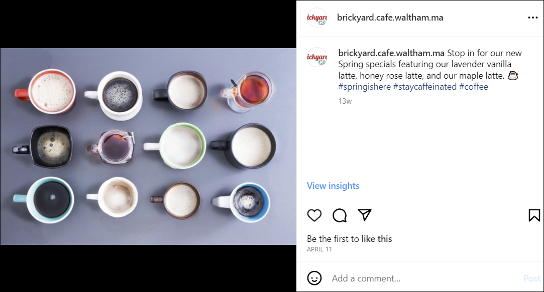 Example Instagram Post in a Desktop Feed