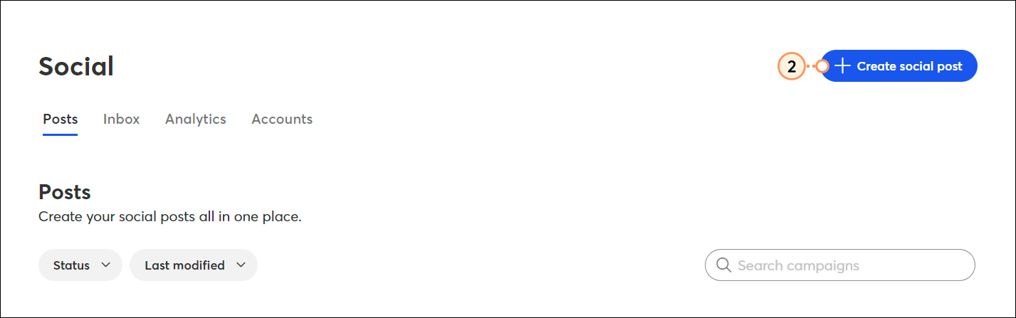 Social Tab and Create Button