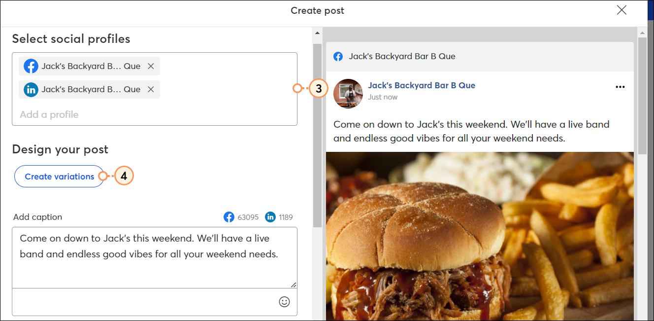 Social Tab and Create Button