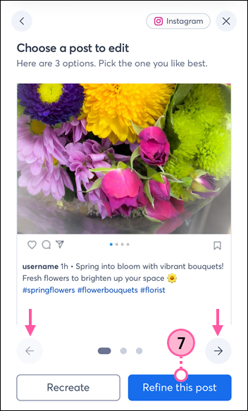 Choose a post to edit page with three post options and Refine this post button