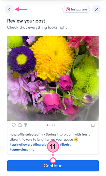 Review your post page with post preview and Continue button