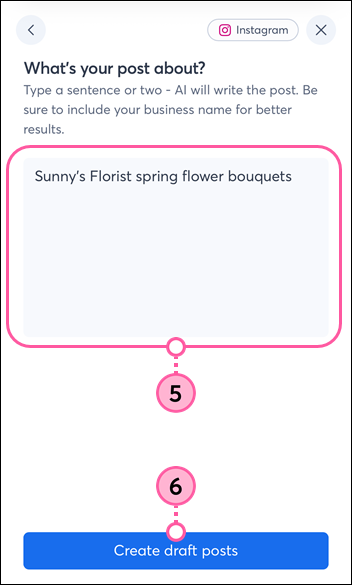 What's your post about? page with content field and Create draft posts button
